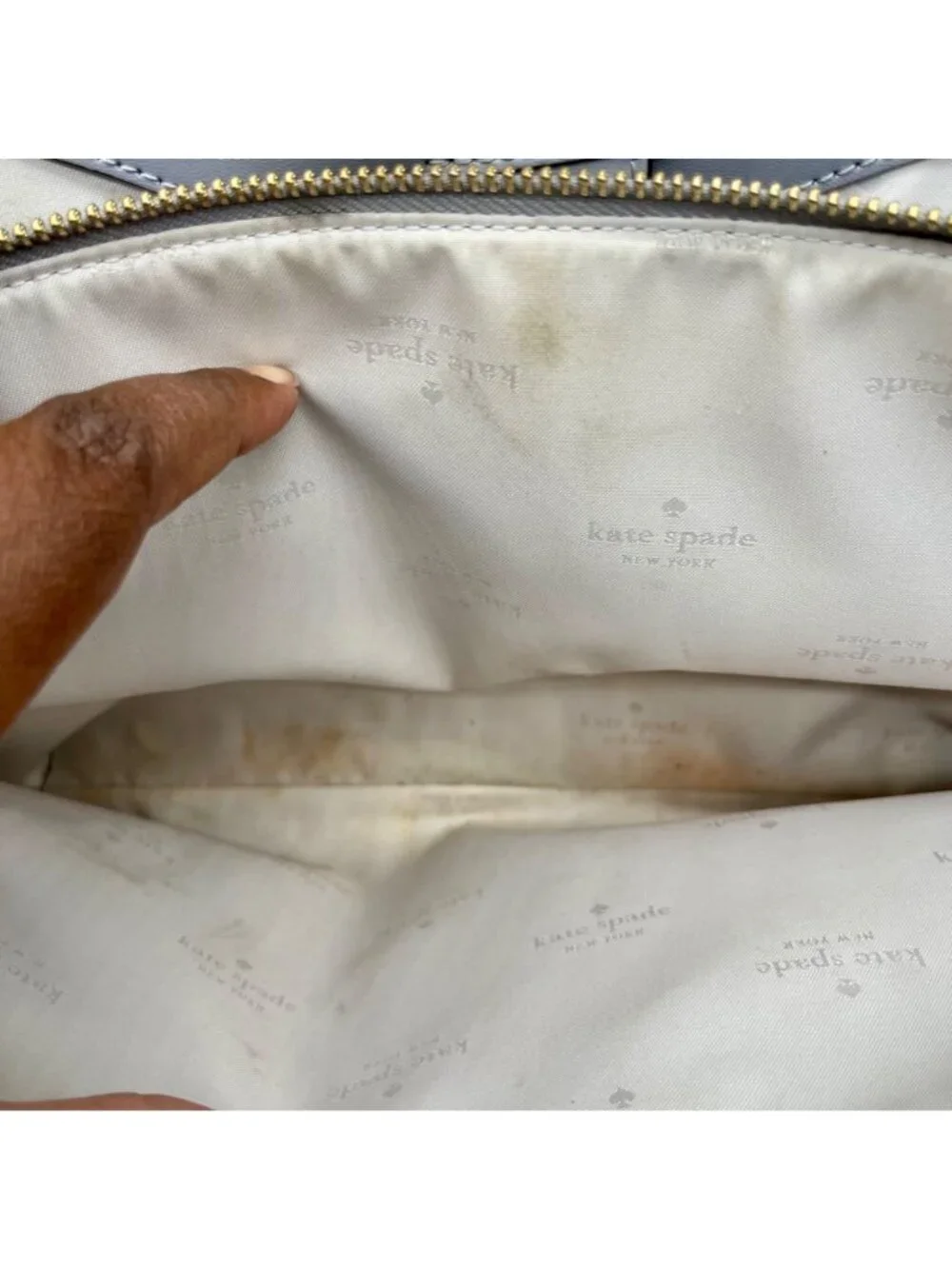 Kate Spade Gray And Cream Pebbled Leather Satchel Set